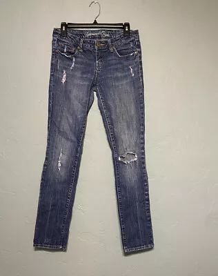 £19.56 • Buy American Eagle Live Your Life Ripped Low Rise Jeans Women's 6 Reg Skinny 77 Blue