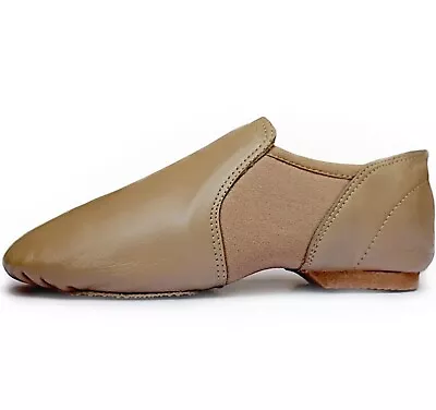 Slip On Jazz Shoes Leather Rubber Split Sole Ballet Leotard Sole Unisex • £11.89