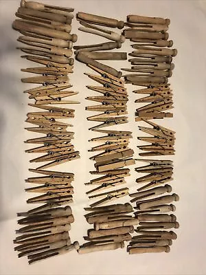 Lot Of 83 Vintage Wooden Clothes Pins Variety Of Styles Shapes & Sizes • $22