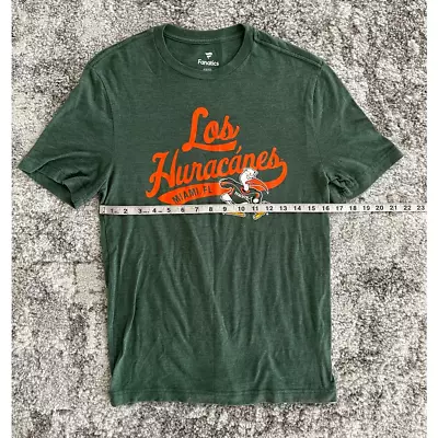 Miami Hurricanes Fanatics Mens T-Shirt Green Red Heathered Florida Crew Neck S • $11.69