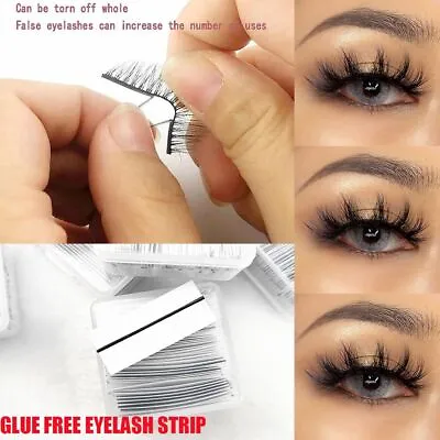 £4.73 • Buy Self-adhesive Eye Makeup Tools Glue-free False Eyelashes Strip Hypoallergenic