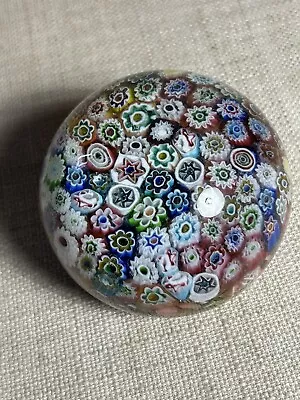 Vintage Murano Close Packed Millefiori With Flowers Art Glass Paperweight 3  • $55