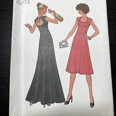 Vintage 1970s Simplicity 7806 Boho Open Back Maxi Dress Sewing Pattern 6 8 CUT • $6