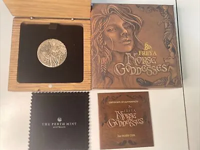 2017 $2 Norse Goddesses- Freya- 2oz Silver High Relief Antique Coin - Perth Mint • $320