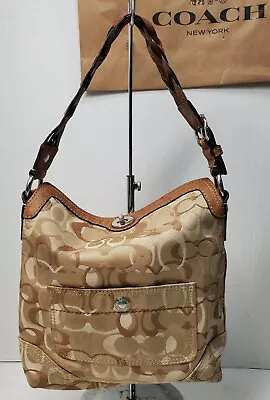 Coach Signature Optic Chelsea Shoulder Bag Hang Bag Hobo 10990 Brown Tan • $45