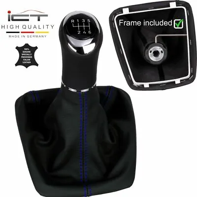 £74.65 • Buy 6G Stitch Blue ICT Gear Shift Knob Leather For Skoda Yeti Typ 5L Facelift D64