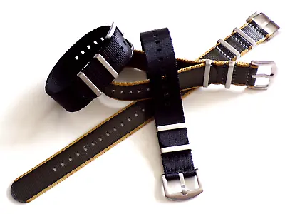 NATO Strap 1 Pc RAF Ballistic Seat Belt Nylon Military G10 Watch Band Black Grey • $12.95