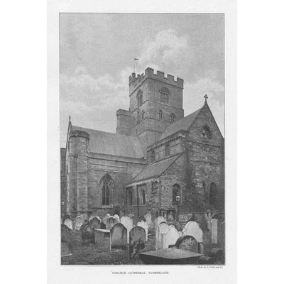 £12.99 • Buy CARLISLE CATHEDRAL Cumbria - Antique Print 1895