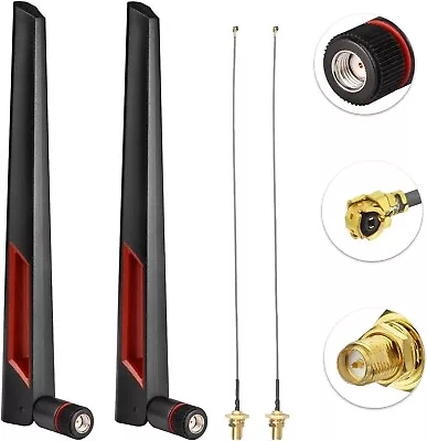 2Kit 8dBi WiFi Antenna Dual Band RP-SMA 15cm U.fl/IPEX Cable For Mini PCIe Card • $14.34