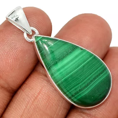 Natural Malachite - Congo 925 Sterling Silver Pendant Jewelry CP43935 • $12.99