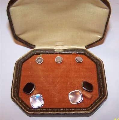 Vintage Set Of Cufflinks & Studs MOP Abalone In Original Display Box • $29