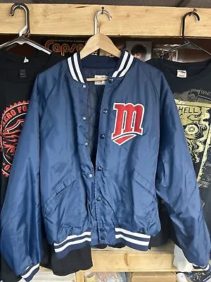 Vintage  MLB Minnesota Twins Snap Satin Bomber Jacket Mens Size Xl • $130