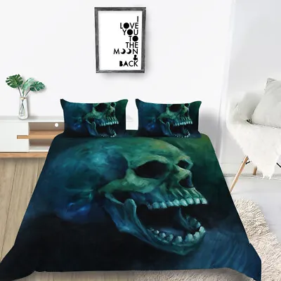 £32.39 • Buy Blue Skeleton 3D Skeleton Horror Bedding Set Gothic Queen Size Duvet Cover