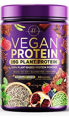 Vegan Protein Powder Chocolate Fudge - 100% Plant Based Protein 3.4g BCAAs • $34.82