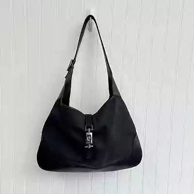 Gucci Jackie Hobo Shoulder Bag Nylon Canvas Cinghiale Leather Purse • $425