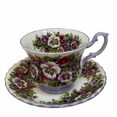 Royal Albert Tea Cup And Saucer  Fragrance Series VIOLA Pattern Purple Pansies • $44.12