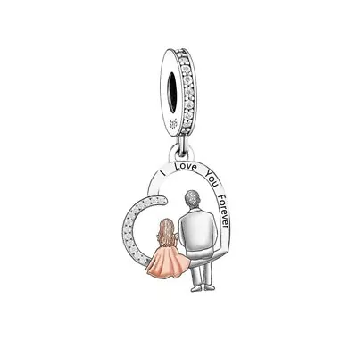 Father & Daughter Charm 💖 I Love You Genuine 925 Sterling Silver Dad   • £16.95