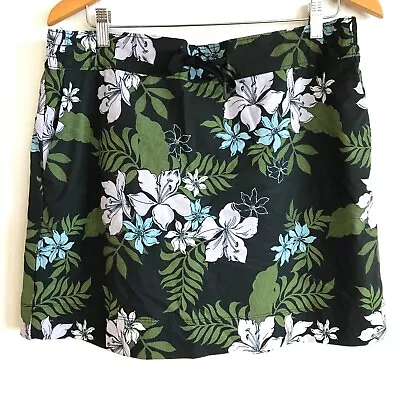 Speedo Skirt Women Large Black Green Floral Tie Waist Pockets Athleisure Tennis • $11.95