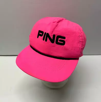 Ping Karsten Neon Fluorescent Pink Strapback Golf Hat Made In USA • $69.99