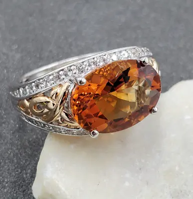 Victoria Wieck 4.49ct Fire Citrine White Topaz 925 Sterling Vermeil Ring VIDEO • $63