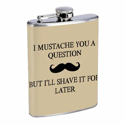 Cool Mustache D1 8oz Stainless Steel Hip Flask • $14.95