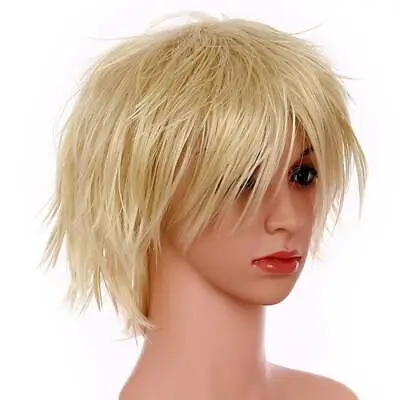 Womens Mens Anime Short Wig Cosplay Party Straight Hair Cosplay Full Wigs Unisex • £16.49