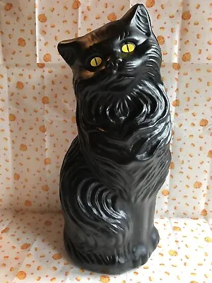 Blow  Mold Plastic Halloween Black Cat Decoration Bank Scary Yellow Eyes 17” • $24.99