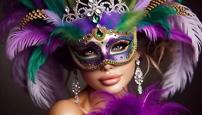 Mardi Gras Sexy Lady In Mask 8 X 10 Accent Print • $12.95