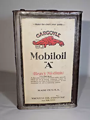 Nice 5 Gallon 1920's Mobil  A  Gargoyle Oil Can-Nice Graphics Present-9 X9 X14  • $275