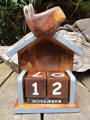 £12.99 • Buy Fair Trade Hand Made Wooden Bird House Kitchen Desk Work Perpetual Calendar