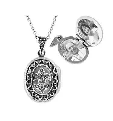Small Oval Locket Victorian Style 925 Sterling Silver English Hallmarks Set • £157.94