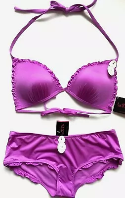 La Senza Bikini Set Push Up Bikini Top 14 & Bottoms 12 Purple BNWT • £26.95