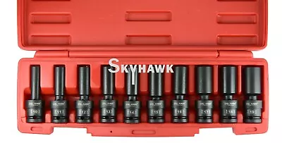 10 Pc 1/2  Drive Universal Swivel Deep Impact Socket Set (METRIC) PRO Radius Set • $79.99