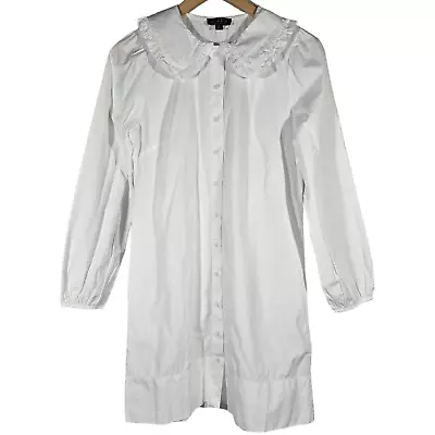 J. Crew Ruffle-collar Mini Shirtdress In Cotton Poplin White XS NWT • $65