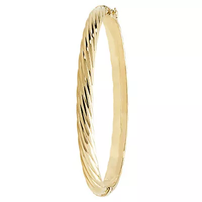 Bangle 9ct Gold  Ladies 4.9 Grams  Gift Boxed  Twist 5.5mm Wide - Hinged • £315