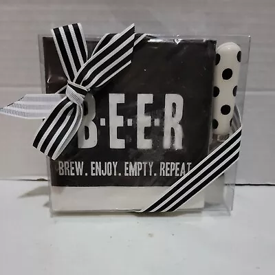 Mud Pie B.E.E.R. Beverage Napkins And Cheese/Appitizer Spreader Set • $7.95