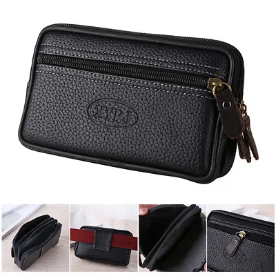 Men Waist Bag Fanny Pack Mobile Cell Phone PU Leather Purse Belt Pouch Wallet Li • £4.43