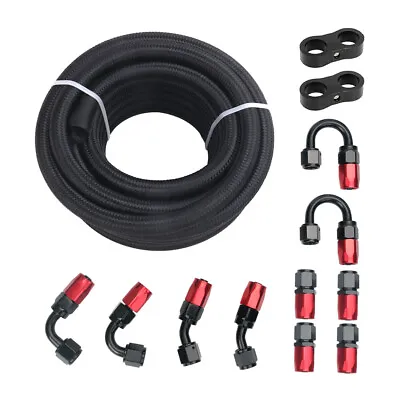 Fuel Line Kit  Braided Nylon Fuel Hose 4AN 6AN 8AN 10AN CPE 10FT 20FT Black Red • $95.99