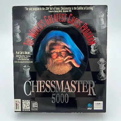 Vintage 90s Chessmaster 5000 Big Box PC Video Chess Game 1986-1996 Win 95 CD CIB • $14.95