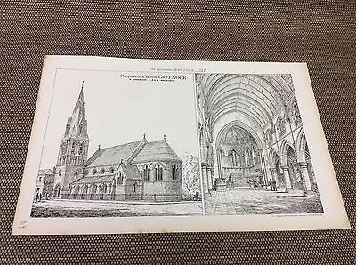 £22.46 • Buy 1877 Original Architect Print - Proposed Church At Greenock - The Building News