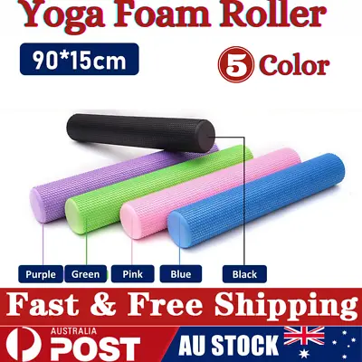 $5.20 • Buy Pilates Foam Roller Long Physio Yoga Fitness GYM Exercise Training 90x15cm