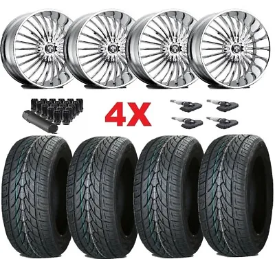 28 Chrome Dub Wheel Tire Package Set New Suave 4 Lexani • $3595