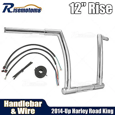 12'' Mini Ape Hanger Handlebar + Extension Wire Kit For Harley Road King 2014+ • $139.98