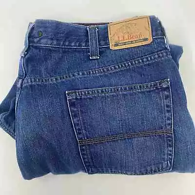 L.L. Bean 42x29 Blue Medium Wash Fleeced Lined Straight Jeans • $24.25