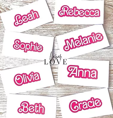 Personalised Barbie Inspired Vinyl Name Sticker Decal Water Bottle Lunch Box • £2.25