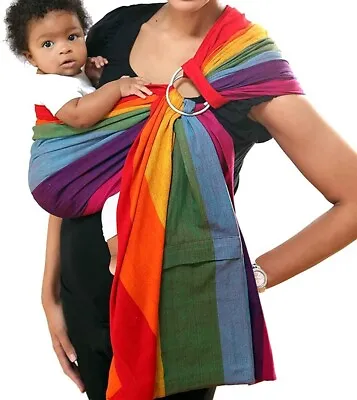 MAYA WRAP RAINBOW STRIPE LIGHTLY PADDED RING SLING Baby Carrier Dorothy Medium • $64