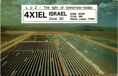 Vtg Ham Radio Cq Qsl Qso Postcard 4x1el Israel Luz Industries Solar Power 1989 • $7.99