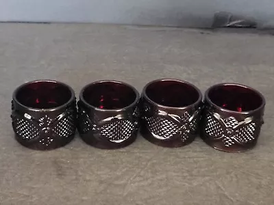 Set Of 4 Vtg Ruby Red Cape Cod Collection Napkin Rings • $25