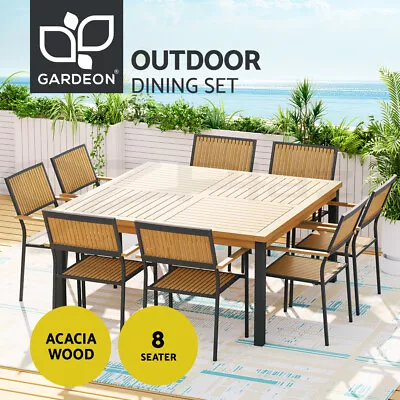 Gardeon 8-seater Outdoor Furniture Dining Chairs Table Patio 9pcs Acacia Wood • $1215.95