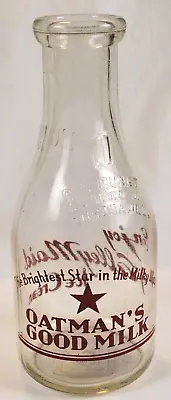 Vintage Quart Milk Bottle Oatman's Dairy Aurora Illinois 1947 • $25.75